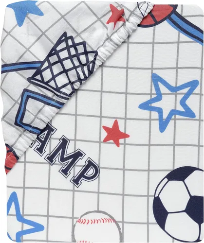 Miniatura 3 de Lambs & Ivy - Sábana bajera ajustable para cuna de bebé con temática de deportes, 100% algodón - Fútbol/Baloncesto Deportes para bebés
