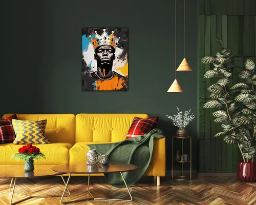 Miniatura 231 de Arte de pared afroamericano, decoración de rey y reina bailarín negro para sala de estar, arte de pareja de amor negro para dormitorio, lienzo