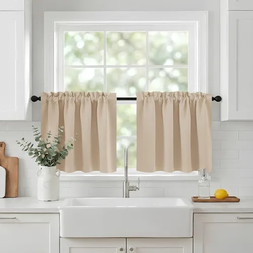 Miniatura 35 de NICETOWN Cenefas de Ventana Opacas con Aislamiento Térmico para Guardería - Paneles de Cortina con Bolsillo para Barra de Decoración del Hogar