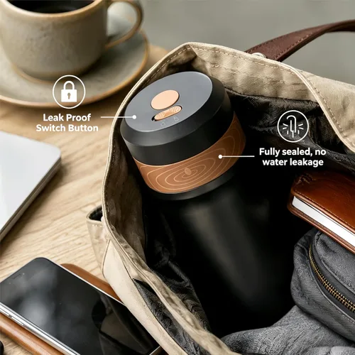 Miniatura 5 de Cafetera portátil de prensa francesa, cafetera francesa de viaje, taza de café de acero inoxidable de 12 onzas, filtro de doble malla, ideal