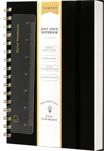 Miniatura 13 de Cuaderno de espiral de cuadrícula de puntos, tamaño A5, 160 páginas, cuaderno de papel grueso, cuaderno de plástico de tapa dura de 5 x 7 pulgadas
