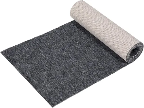 Nuanchu 1 rollo de alfombra grande semiacabada para exteriores, de 16 x 79 pulgadas, alfombra para puerta angosta, alfombras de bota Gris clásico
