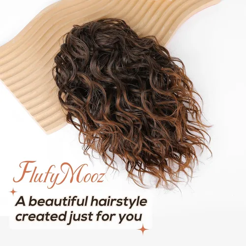 Miniatura 2 de Flufymooz Extensión de cola de caballo, extensión de cola de caballo corta de 12 pulgadas con pinza de garra, cabello ondulado rizado, clip