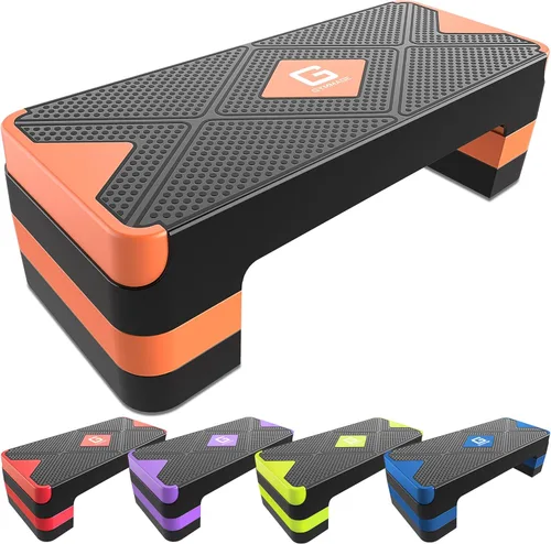 Miniatura 8 de GYMMAGE Escalón de ejercicio aeróbico, escalón aeróbico ajustable para ejercicio, plataforma de entrenamiento para escalonar, plataforma de pasos