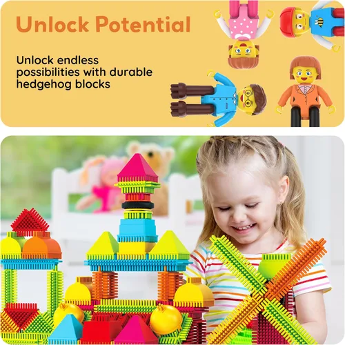 Miniatura 7 de Picasso Toys Bloques de Erizo 4 Figuras de Personajes de Acción Familiar Juguete para Niños Pequeños Construcción Bloques de Baldosas Paquete