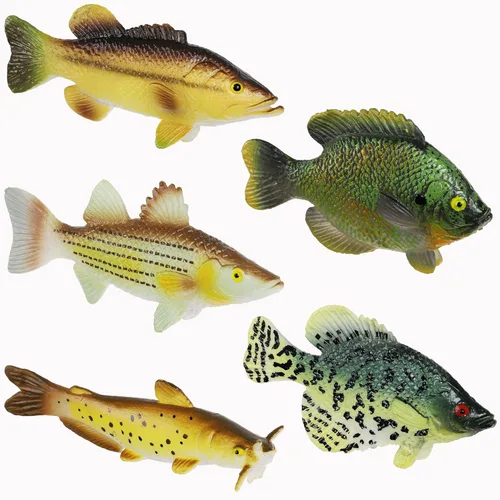 Toy Fish Factory American Angler Collection - Juego de peces de juguete, figuras de peces de juguete, pez gato de lobina grande, juguete educativo,