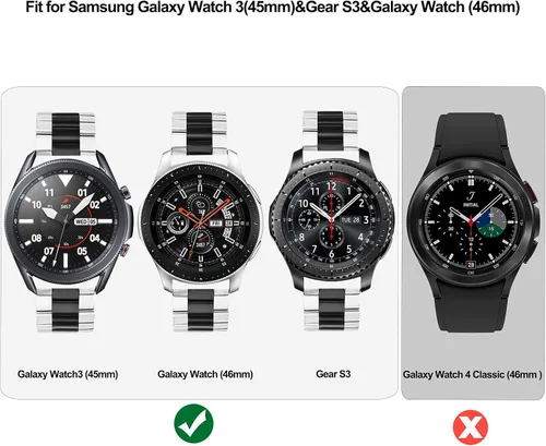 Miniatura 2 de Correa V-MORO Compatible con Galaxy Watch de 46 mm (2019) / Correas para Gear S3 / Gear S3 Classic / Galaxy Watch de 45 mm para hombre, de acero
