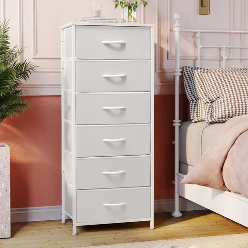 Miniatura 2 de Crestlive Products Cómoda Alta para Dormitorio Torre de Almacenamiento Vertical - Marco de Acero Resistente, Superficie de Madera, Contenedores