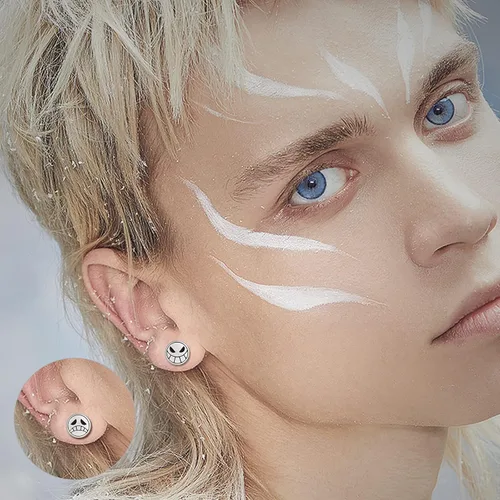 Miniatura 5 de POPLYKE Pendientes de anime de plata de ley 925 para mujer y hombre, Plata de ley, Plata de ley