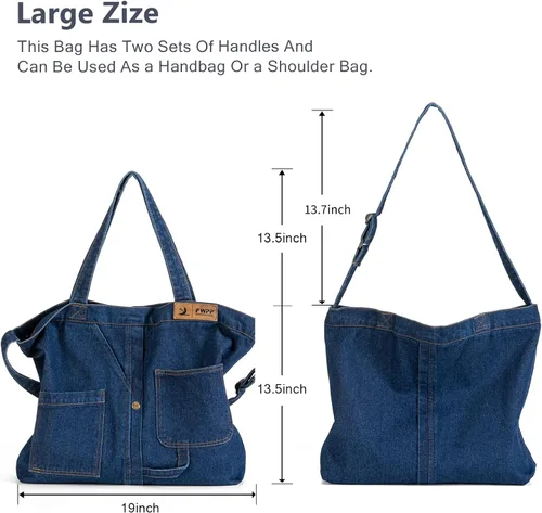 Miniatura 4 de FWPP Bolsos de mezclilla para mujer, estilo casual, para la escuela, oficina, viajes