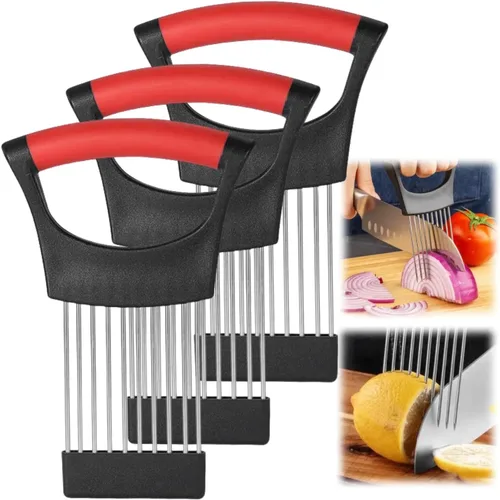 Miniatura 10 de Soporte para rebanar cebollas, nuevo soporte de acero inoxidable 2024 para cortar, herramienta auxiliar de picadora, cortador para carne, cebolla