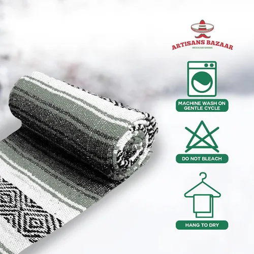 Miniatura 130 de Artisans Bazaar Poncho tradicional mexicano de Baja para hombres y mujeres, auténtico sarape de Gaban, manta de vaquero Pancho Jorongo