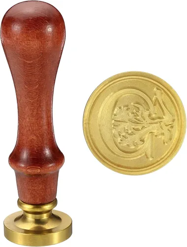 Miniatura 30 de PATIKIL Sello de cera del alfabeto T, sello de cera de sellado de letra inicial, clásico retro, cabeza de latón extraíble, mango de madera