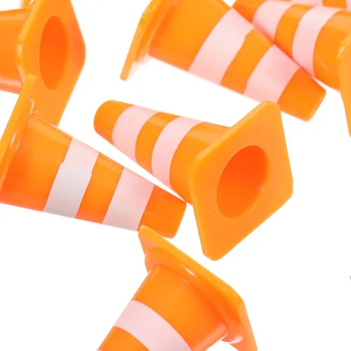 Miniatura 8 de 30 piezas de conos de tráfico mini, conos mini de 1 pulgada naranja pequeños para señalización de bloqueo de carretera en construcción, juguetes