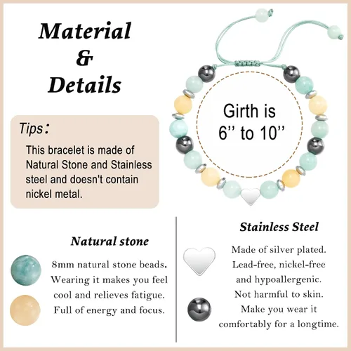 Miniatura 4 de HGDEER Regalos de cumpleaños de 5 a 21 años para ella y ella, pulsera significativa de piedra natural con tarjeta de mensaje para hija, nieta
