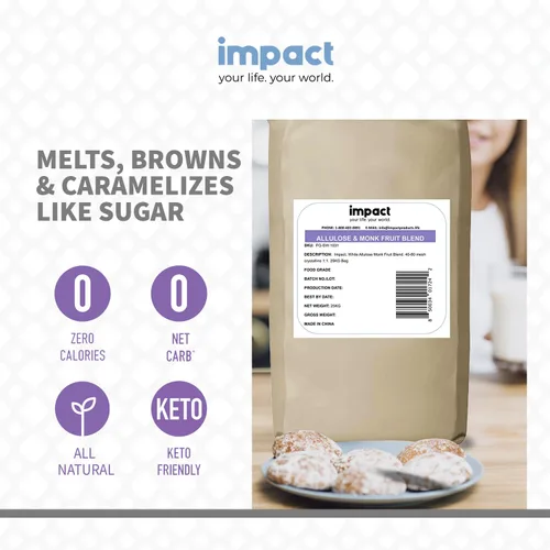 Miniatura 4 de Impact - Edulcorante de fruta de monje y alulosa, sustituto de azúcar mezclado cristalizado - Cero calorías, bajo en carbohidratos, esencial