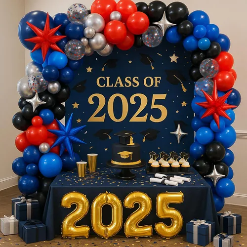 Miniatura 8 de Kit de arco de globos de araña de 147 piezas con globos de estrella, azul marino, rojo, negro, plateado, superhéroe, guirnalda temática de béisbol