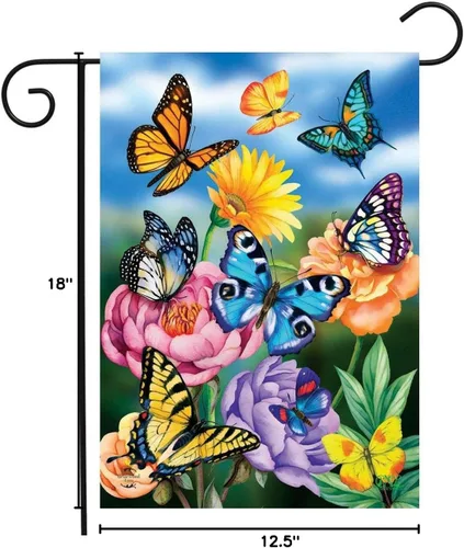 Miniatura 4 de Briarwood Lane Bandera de jardín de primavera con mariposas en el jardín