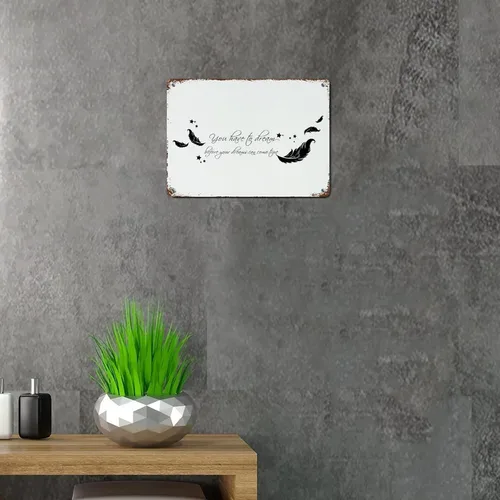 Miniatura 5 de Letrero de metal con cita de amor con frase en inglés "Saying You Have to Dream Before Your Dreams Can Come True Wood Grain Inspiration" Letrero