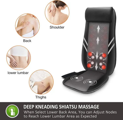 Miniatura 2 de Snailax Shiatsu - Masajeador de espalda para dolor de espalda, tejido profundo, masajeador de espalda baja y cuello con calor, masajeador de espalda