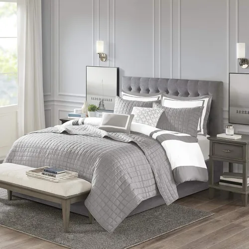 Miniatura 5 de Madison Park Heritage - Juego de edredón y colcha combinado, diseño moderno de lujo, ropa de cama alternativa de plumón para todas las estaciones