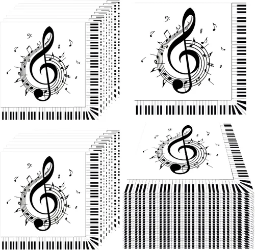 Servilletas de notas musicales, 100 unidades, suministros de fiesta, desechables, para cóctel, almuerzo, cena, servilletas para decoración temática