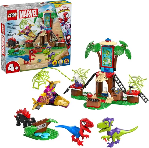 LEGO Marvel Spidey y Sus Amigos Asombrosos, Spidey y la Batalla del Raptor de Gobby en la Casa del Árbol HQ - Juguete de Construcción de Dinosaurios