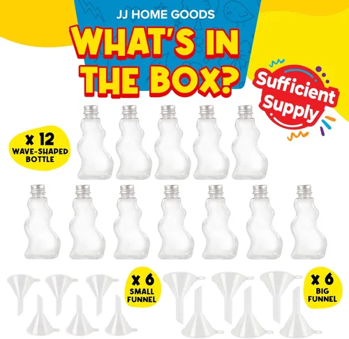 Miniatura 2 de JJ CARE Botellas de arena [12 botellas de arena en forma de onda + 6 embudos pequeños y 6 grandes] Kit de arte de arena para niños de 3 años más