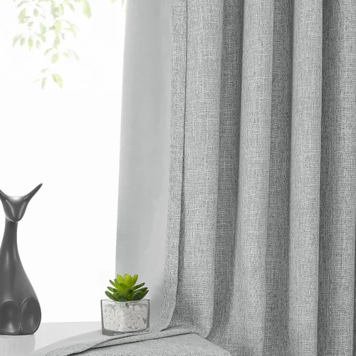 Miniatura 2 de Panel de Cortina con Pliegues Pellizcos Opaca Completa con Textura de Lino Térmicamente Aislada con Forro Opaco para Dormitorio Estilo Granja 100%