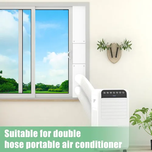 Miniatura 8 de Kit de sellado de ventana de aire acondicionado portátil de doble manguera, kit de ventilación de ventana ajustable de 5 pulgadas de diámetro