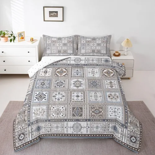 Miniatura 16 de Erosebridal Oriental Bedding - Juego de edredón vintage para cama individual, diseño floral persa, bohemio, tribal, tradicional, estético