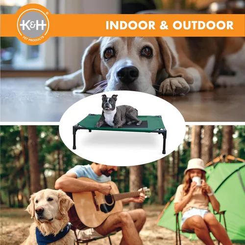 Miniatura 7 de K&H Pet Products Cuna para mascotas original, cama elevada para perros, malla verde/negra, mediana, 32 x 25 x 7 pulgadas