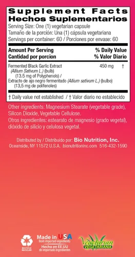 Miniatura 6 de Bio Nutrition Ajo Negro Fermentado, 60 Cápsulas Vegetarianas