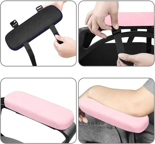 Miniatura 3 de MOSISO Reposabrazos para Silla (Paquete de 2), Fundas de Espuma Viscoelástica para Silla de Casa/Oficina, Cómodas Almohadillas para Brazos de Rosa