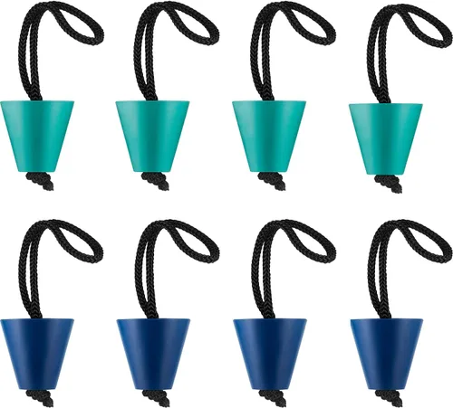 Miniatura 13 de Sumind Kit de tapones universales de silicona para botín de kayak de 1.57 pulgadas, 8 piezas, orificios de drenaje, tapón con cordón para sentarse