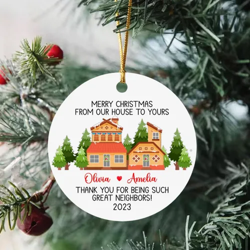 Miniatura 6 de Adorno de Navidad con texto en inglés «Thank You for Being Great Neighbor», adorno de Navidad personalizado para el mejor amigo, regalo de amistad