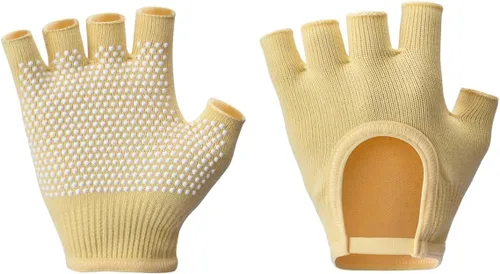 Miniatura 13 de Guantes de yoga antideslizantes sin dedos, ideales para pilates, barras, yoga de aire y entrenamientos de fitness, tela transpirable con agarre