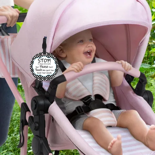 Miniatura 4 de PLIGREAT 2 carteles colgantes con texto en inglés "Stop Touching Baby Please Dont Touch Me", placas para recién nacido, niña, niño, prematuro