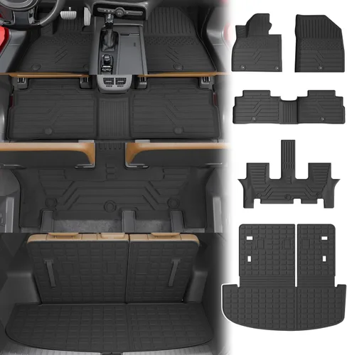 Miniatura 29 de Alfombrillas de Piso Compatibles con Ford Explorer 2020-2026 de 6 Asientos, Alfombrilla de Maletero, Forro de Carga TPE, Protector de Asiento