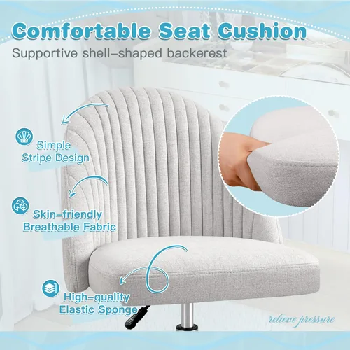 Miniatura 5 de Silla de oficina Furniwell sin brazos, silla de escritorio linda, silla moderna ajustable giratoria, silla de tocador, silla de ordenador, sillas