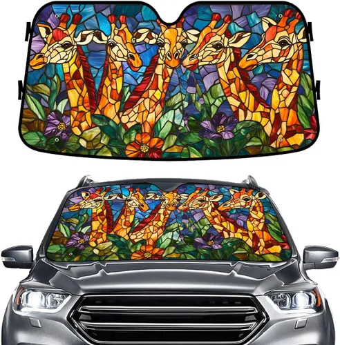 Miniatura 76 de GENANY - Cubierta de parabrisas de flamenco para automóvil, SUV, camión (55 x 30 pulgadas), protector térmico plegable, persianas para ventanas