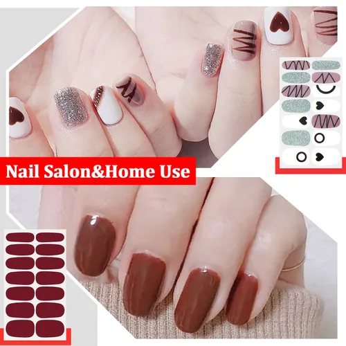Miniatura 4 de 20 hojas de calcomanías de esmalte de uñas de color sólido rojo, calcomanías de esmalte de uñas para el día de San Valentín para mujeres, tiras