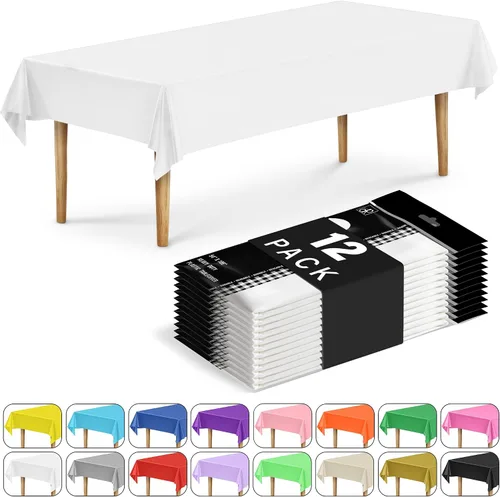 Miniatura 68 de DecorRack 2 Manteles rectangulares de plástico libres de BPA, 54 x 108 pulgadas, mantel de mesa para comedor, mantel rectangular para fiestas