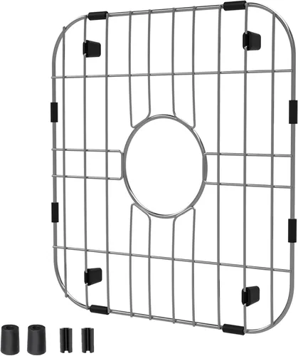 Protectores de fregadero de acero inoxidable para fregadero de cocina, estante de fregadero de metal de 12.25 x 11.5 pulgadas con orificio de