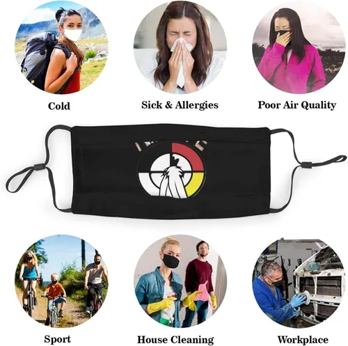 Miniatura 6 de Native American Medicine - Mascarilla reutilizable para adultos, color negro, Negro