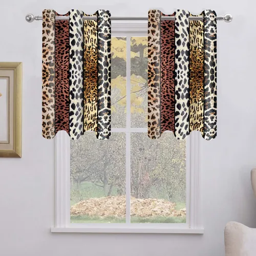 Miniatura 26 de Cortina opaca con estampado de animales salvajes, para oscurecer la habitación, con aislamiento térmico, con ojales para sala, comedor, dormitorio