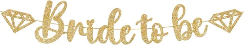 KatchOn, Cartel dorado con purpurina de la novia para ser – 10 pies, sin bricolaje | Cartel dorado de la novia para ser | Decoración de despedida de