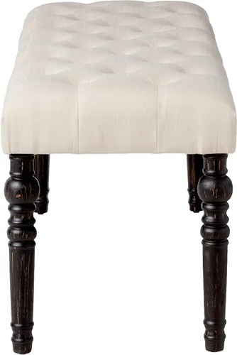Miniatura 5 de Roundhill Furniture Leviton - Banco de comedor de tela con patas torneadas, color beige