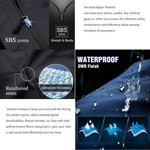 Miniatura 6 de Womens Snow Pants Winter Fleece Lined Waterproof Soft Shell Insulated Outdoor Camping Travel ski Pants