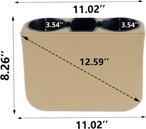 Miniatura 4 de IOKONE Consola de bolsillo lateral para monedas, cubierta de cuero con bolsillo lateral, portavasos para automóvil, organizador de asiento delantero